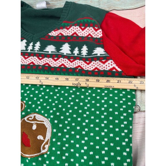 Spencers XL Naughty Gingerbread v Neck Christmas Sweater Holiday Ugly Party - Picture 6 of 8